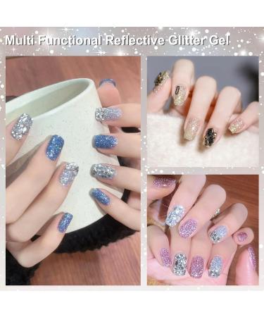 Allstarry Reflective Glitter Gel Nail Polish - 15ml Shimmer & Sparkle for Nail Art & Manicure - UV LED Soak Off - Silver for Parties & Weddings - Buy Online on SooperMarket.com