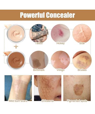 Waterproof Tattoo Cover Up Cream - Full Coverage Concealer for Scars, Vitiligo, and Dark Spots - Suitable for Men and Women - 2 oz - Buy Online on SooperMarket.com