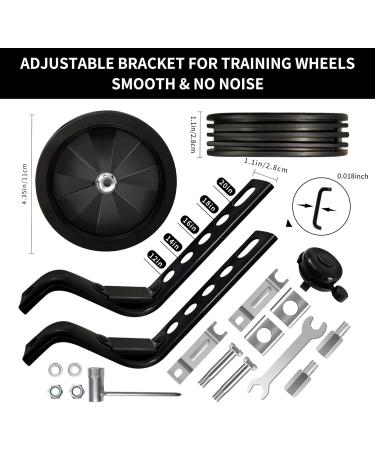 CycForge Adjustable Support Wheels for Kids' Bikes - Fit 12/14/18/20 Inch Bicycles | Durable Stabilizers | Perfect for Varied Speeds - Black - Buy Online on SooperMarket.com