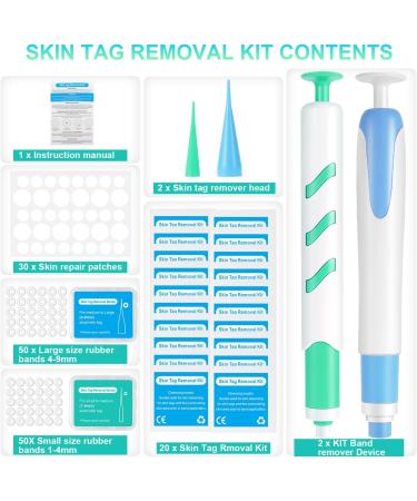 New Version Auto Skin Tag Remover Kit 2-Set Painless Skin Tag Removal Kit Tools for (1-9mm) Skin Tags (includes 100 Removal Bands & 36 Repair Patches & 20 Pcs Cleansing Wipes) Blue Green 2pcs Kit - Buy Online on SooperMarket.com