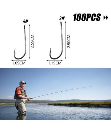 Buy 100PC Fishing Bait with Barbs & 2 Bait Holders - Durable Hard Steel Long Shaft Hooks Jig-Fishing 4/0 - International Shipping Available - Buy Online on SooperMarket.com
