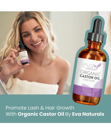 Eva Naturals Organic Castor Oil (60ml) - Promotes Hair, Eyebrow, and Eyelash Growth | Diminishes Wrinkles | Hydrates Skin | 100% Pure Cold Pressed - 2 Fl Oz - Buy Online on SooperMarket.com