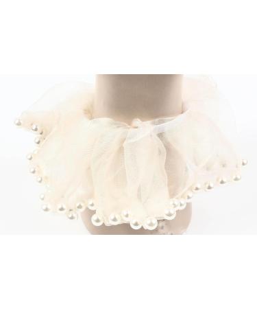 Mytoptrendz Pearl Trim Shimmer Chiffon Organza Scrunchie Ponytail Holdes Elastic Scrunchie Hair Ties Elastic Bobble Dance Bun Decor for Women and Girls (Cream) - Buy Online on SooperMarket.com