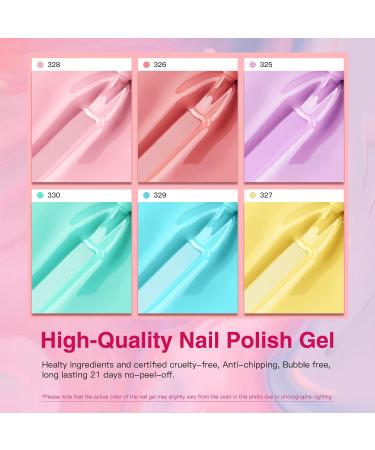 AUBSS Pastel Gel Nail Polish Set - 6 Summer Colors - Soak Off LED Kit for Women - Buy Online on SooperMarket.com