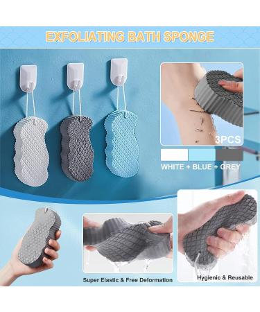 Super Soft Exfoliating Bath Sponge 3Pcs Set - Gentle Dead Skin Remover for Adults, Children, and Pregnant Women - Buy Online on SooperMarket.com