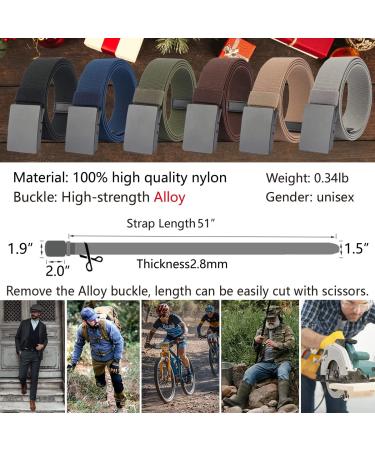 LionVII Men's Casual Elastic Work Belt - Adjustable Web Waist Strap, Metal Buckle, Easy Trim - Gray - Fits 27-46 Waist - Buy Online on SooperMarket.com