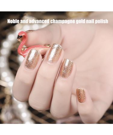Glitter Nail Polish - Champagne Gold Nail Varnish Quick Dry Nail Polish Long Lasting Glitter Nail Varnish Gel No Need Baking Nail Polishes for Women Girls DIY Home Manicure Polish Nails (11ML) - Buy Online on SooperMarket.com