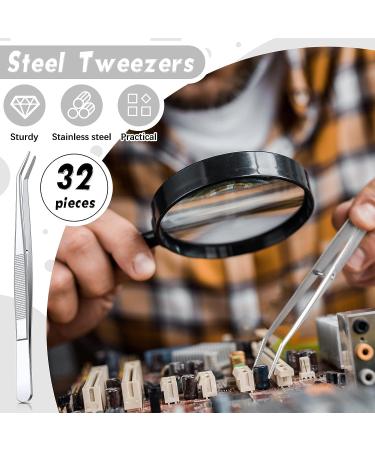 Stainless Steel Tweezers with Curved Serrated Tip Multipurpose Tweezers Sewing Machine Tweezers Forceps Tweezers for Craft (32  Silver) 32 Silver - Buy Online on SooperMarket.com