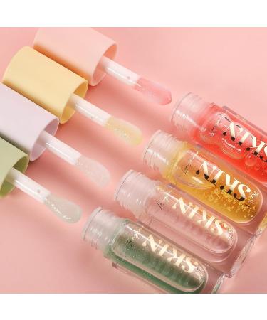Hydrating Plumping Lip Oil 4-Pack with Fruit Extract | Moisturizing Lip Gloss Balm for Dry Lips - Buy Online on SooperMarket.com