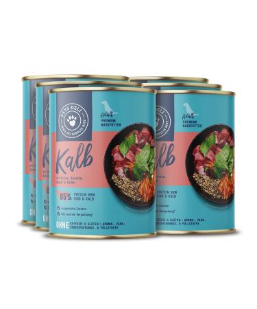 Pets Deli wet food for dogs with veal quinoa carrot spinach and sage without sugar and gluten 6 x 400g Veal 400 g (pack of 6)