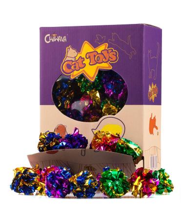 Chiwava 1.6'' Mylar Balls Cat Toy Shiny Crinkle Ball Kitten Crackle Lightweight Play Assorted Color Asssoreted Color 45PCS