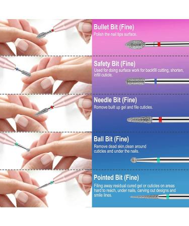 25Pcs Nail Drill Bits Set with Portable Holder - Ceramic Diamond Carbide Cuticle Efile Remover Bits for Acrylic Nails - 3/32 Inch, Home Salon Acrylic Gel Nail Polish - Buy Online on SooperMarket.com