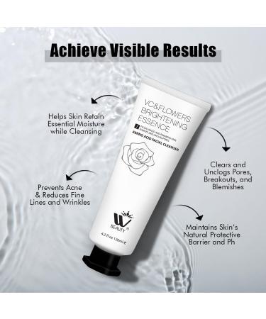 WBM Amino Acid Facial Cleanser - Anti-Aging Brightening & Acne Face Wash for All Skin Types | Organic & Natural Ingredients - 4.2 fl oz - Buy Online on SooperMarket.com