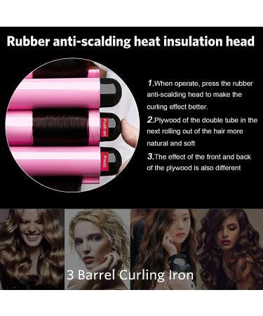 3 Barrel Curling Iron Wand 1.25 Inch | Hair Crimper & Waver with LCD Display | Ceramic Tourmaline | Dual Voltage | Adjustable Temperature - Buy Online on SooperMarket.com