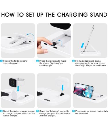 3 in 1 Portable Charging Station for Apple Products | Foldable Dock for iPhone/AirPods | Compatible with iWatch Series | Includes 15W Adapter | White - Buy Online on SooperMarket.com