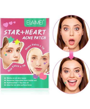 Acne Patch Pimple Patches Stars Heart-Shaped Acne Patches Hydrocolloid Dressing Cover Dots for Spots Pimple Patches Effectively Calms & Relieves Acne 156 Patches(12mm&8mm) - Buy Online on SooperMarket.com