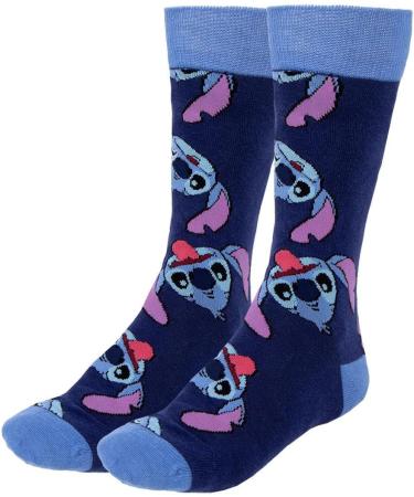 Set of Stitch Socks Blue White and Grey 3 Pairs Size 40 to 46 Long Socks in Cotton Polyamide and Elastane Original Product Designed in Spain Multicolored 40-46 - Buy Online on SooperMarket.com