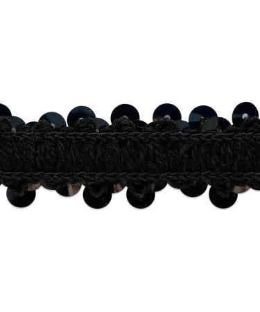 Black Metallic Stretch Sequin Trim by the Yard - 2 Row 7/8 | 5 Yard Cut - Buy Online on SooperMarket.com