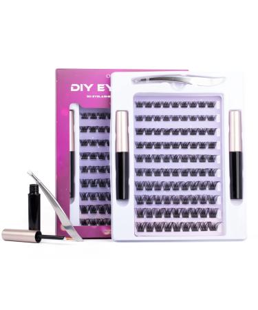 90 Clusters Lashes DIY False Eyelashes Individual Lash Clusters Reusable Soft Natural Easy Fan Russian Lashes Eyelash Extensions Clear Glue Individual Lashes 10-16mm C CC D Curl 90 clusters kit - OP05