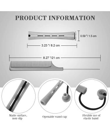 36-Piece Cold Wave Rods for Hair Perming & Styling - Gray 0.59 Inch Hair Rollers & Steel Rat Tail Comb - Buy Online on SooperMarket.com