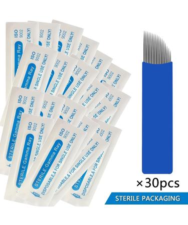 30Pcs Disposable Microblading Needles - Lip & Eyebrow Tattooing | Single Use Only (18 Needle) - Blue - Buy Online on SooperMarket.com