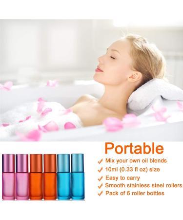 JamHooDirect 6Pcs 5ml Essential Oils Roller Bottles Empty Refillable Colorful Frosted Glass Roll on Bottles with 1 Opener & 1 Dropper Perfect for Aromatherapy Fragrance Perfume - Buy Online on SooperMarket.com