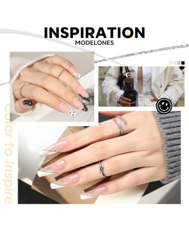 Modelones Gel Polish Nail Art Gel Liner Set - 4 Colors Classic White Black Silver Gold Glitter | French Tip Swirl Nails Design | Soak Off Thin Brush Gel Nail Art Supplies Kit | A-4 Colors Kit - Buy Online on SooperMarket.com