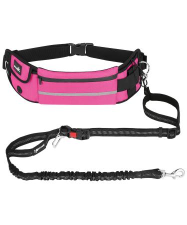 Pecute jogging leash dogs with belly belt pile belt dog leash for large and medium -sized dogs leash dog with belt bag elastic running leash for dogs dog leash for running jogging pink basic version up to 100kg