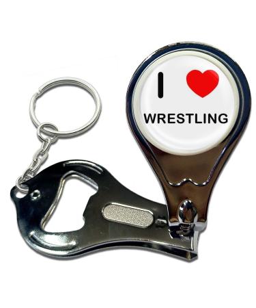 BadgeBeast.co.uk I Love Heart Wrestling - Key Ring Bottle Opener and Nail Clipper