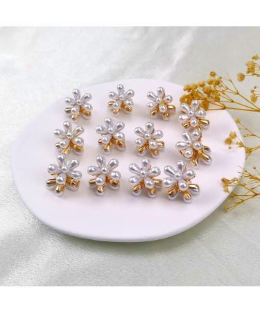 12Pcs Mini Pearl Flower Hair Clips - White Hair Claw Barrettes for Women & Girls | Wedding, Birthday Party Favor - Buy Online on SooperMarket.com