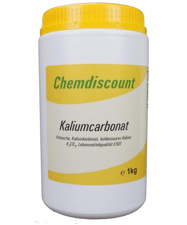 Potassium carbonate potash food grade E501 1kg screw cap jar