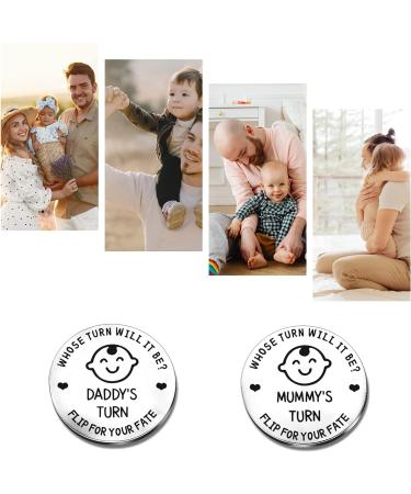 New Parents Decision Coin - Stainless Steel Flip Coin for Funny New Baby Gift - Mum Dad Gifts - Silver - Buy Online on SooperMarket.com
