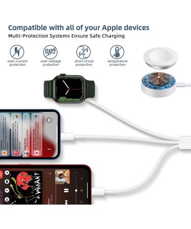 Watch Charger Cable Compatible for Apple Watch Series 8 7 6 5 4 3 2 1 SE1 SE2  Watch Charging Cord  3 in 1 Portable Phone and Watch Charger for 14/13/12/11/Pro/Max/XS/X/Airpods/Pad Series  4.9ft/1.5M - Buy Online on SooperMarket.com