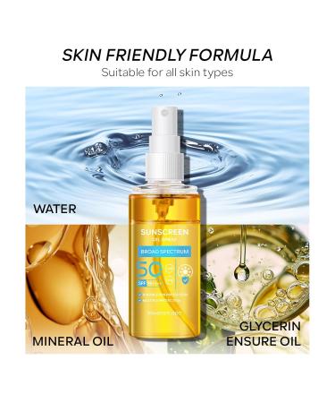 SPF 50 Oil Sunscreen Spray - Broad Spectrum Hydrating UV Protection | SPF Glow Oil Mist 100ML - Buy Online on SooperMarket.com
