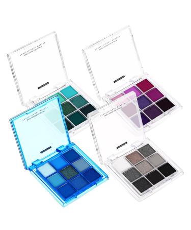 WOONEKY 4 Pcs Eyeshadow Glitter Palette Eye Shadow Plastic Eyeshadow Palette