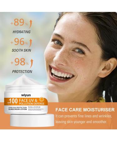 SPF 100 Face Cream With Hyaluronic Acid Face Moisturiser For Face Dark Spot Remover Cream For Face Vitamin E Cream Protects Brightens And Evens Skin Tone Anti Wrinkle Face Cream For Dry&Aging Skin - Buy Online on SooperMarket.com