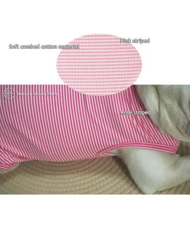Cool Combed Cotton Dog Shirt for Medium-Sized Dogs | Sychien Striped Pink & Gray T-Shirt for French Bulldogs - Buy Online on SooperMarket.com