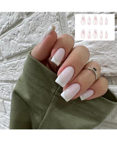 Ruarby 24x/Box Full Cover False Nails French Tip False Nails White French Press On Nails Artificial Nails Manicures Supplies - Buy Online on SooperMarket.com
