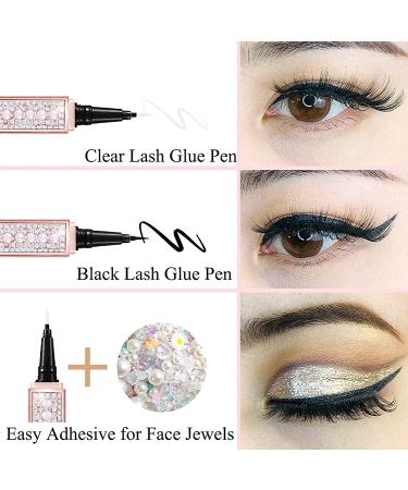 Eyelash Glue Pen 2 in 1 Self-Adhesive Liner | Waterproof Latex-Free Formula for Strong Hold | Ideal for False Lashes - Pearl&Diamond-Black Packaging - Buy Online on SooperMarket.com