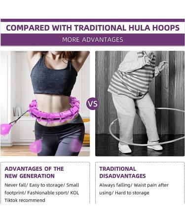Large Smart Weighted Exercise Hoop for Abdomen Fitness & Weight Loss - Adjustable Weight & Auto-Spinning Ball - Purple - Buy Online on SooperMarket.com