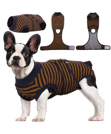 Kuoser Dogebody after op dog body after castration male bitch dogbody after op bitch breathable body for dogs after op leakage protection dog anti-wound licking op body dog brown m (1 Pack) brown striped