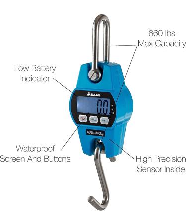 Hanging Weight Scale | 660lb Digital Electronic Weighing Scale for Hunting, Fishing, Farm, and Luggage | Accurate Sensors | Polycarbonate Blue - Buy Online on SooperMarket.com