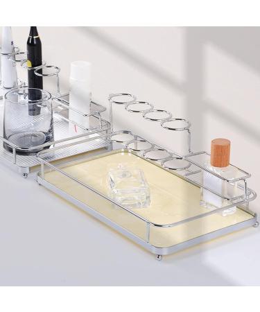 Syrisora Iron-Mouth Toothbrush Holder - Stylish Silver & White Acrylic Storage for Toothbrush & Toothpaste - Effective Bathroom Organization - Buy Online on SooperMarket.com