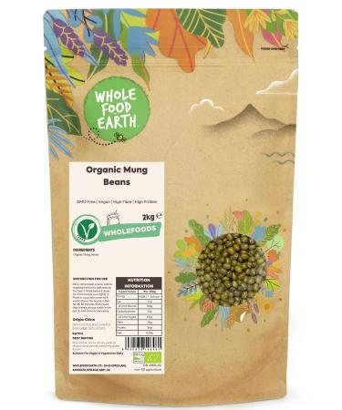 Wholefood Earth Organic Mung Beans 2kg GMO Free | Vegan | High Fibre | High Protein | Certified Organic