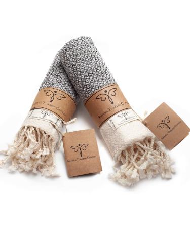 SMYRNA TURKISH COTTON Original Series Hand Towels - Set of 2 |16 x 40 in| 100% Turkish Cotton |Large, Soft Hand and Head Towels for Bathroom, Kitchen |No Shrink| Premium Luxury Set - Gray