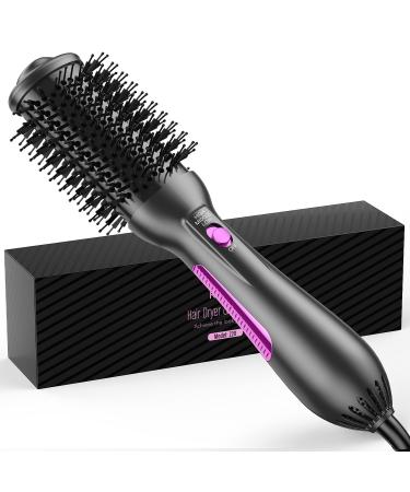 One-Step Blow Dryer Brush & Volumizer Styler, Hot Air Hair Dryer Brush Straightener Brush with Negative Ion Anti-frizz Ceramic Titanium Barrel for Drying, Straightening, Curling, Salon Grey - Purple