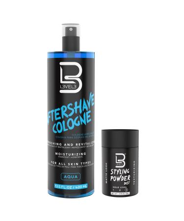 L3 Level 3 After Shave Spray Cologne - Softens Skin - Refreshes and Relieves Face and Skin - Styling Powder Included Aqua
