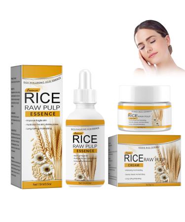 2Pc Rice Raw Pulp Face Serum Set anti-wrinkle rice essence rice essence rice water serum cream for the face moisturising and nourishing for the skin