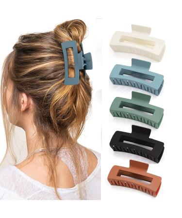 5 Pcs Hair Claw Clips-Nonslip Large Claw Clip Strong Hold Hair Clips Suitable for Women Fashion Hair Styling Accessories Multicolor
