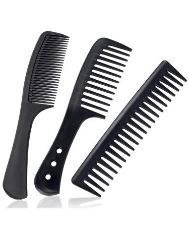 Sularpek Hair Comb Set 3 Pcs Wide Tooth Comb Carbon Fiber Hair Comb Set Heat Resistant Anti-static Comb Hairdressing Hair Styling Comb for Most Hair Types